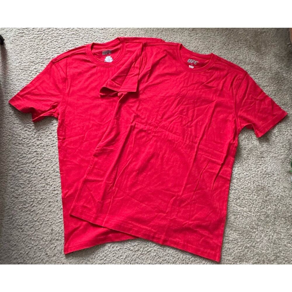 UFC Men 2 Tees Medium Red Crew Neck 100% Cotton Short Sleeves T-Shirt NWOT